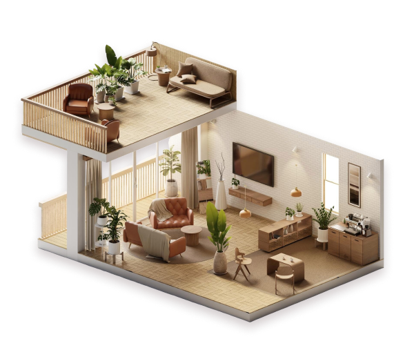 Ambiente interno de casa decorada
