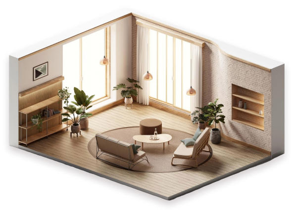 Ambiente interno de casa decorada