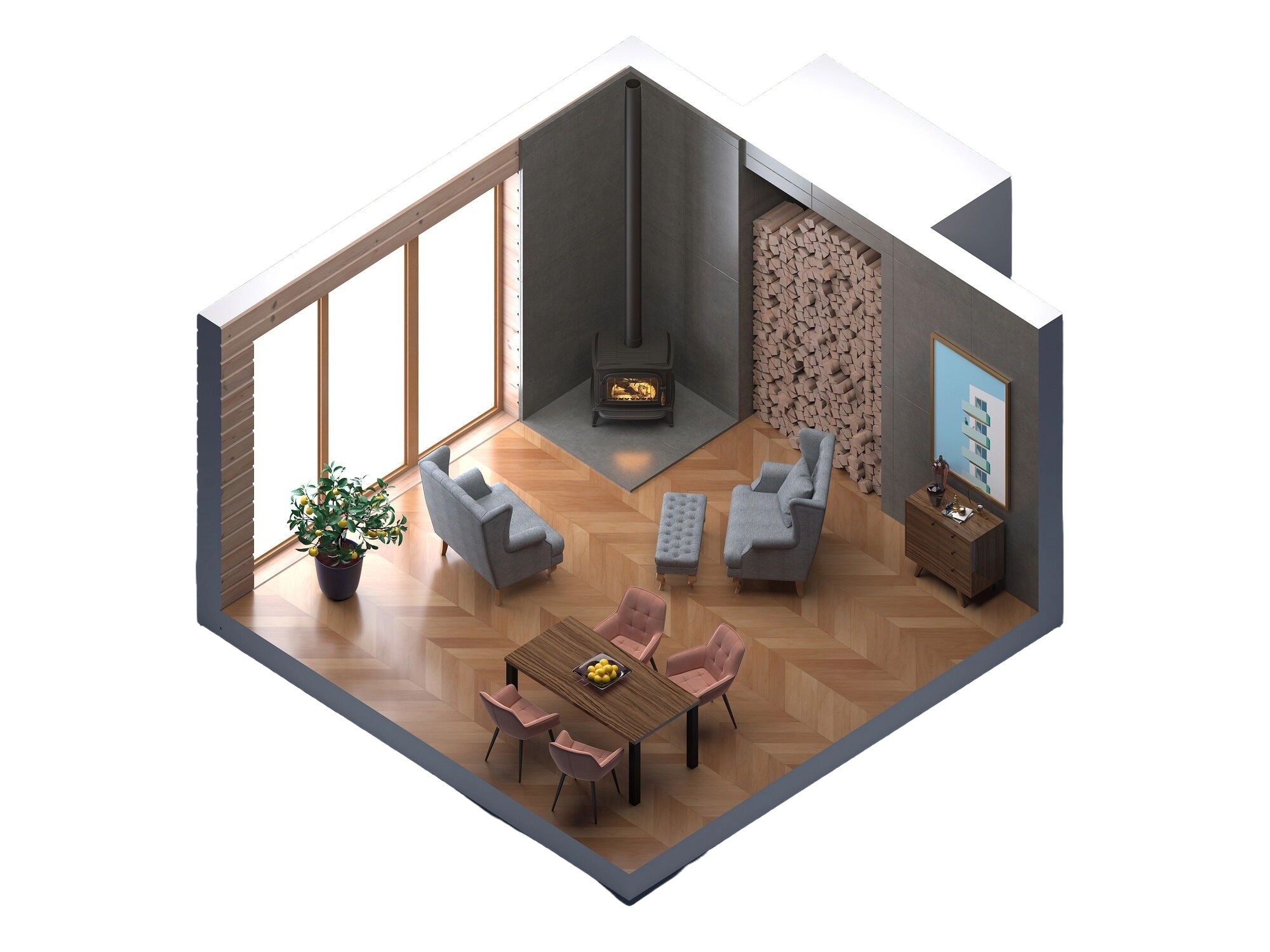 Ambiente interno de casa decorada
